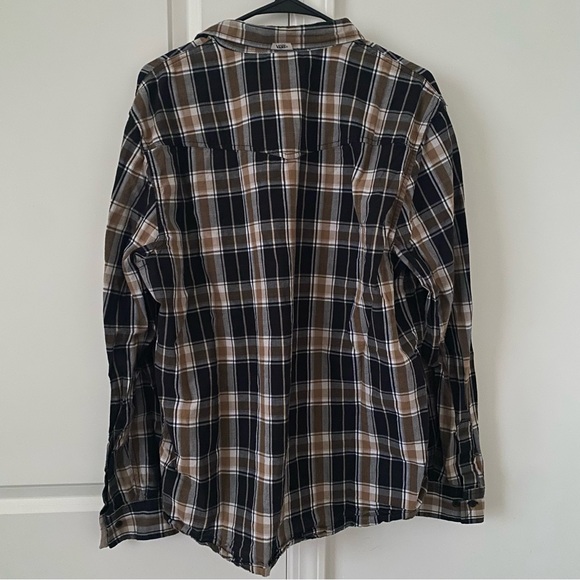 Vans Off The Wall Men’s Large Gold Black Plaid Long Sleeves Button Up Shirt - Picture 2 of 7